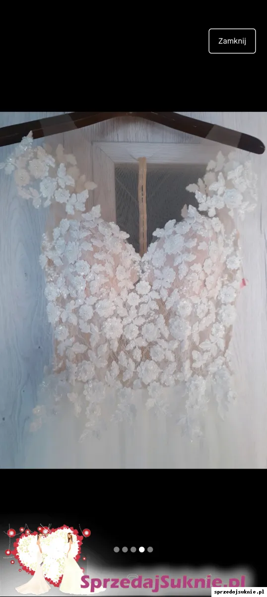 Suknia Å›lubna z kwiatkami 3D 