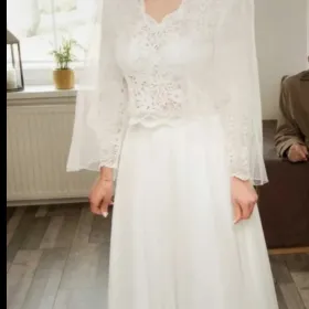 Muślinowa dwuczęściowa suknia ślubna BOHO