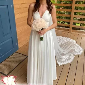 suknia ślubna z welonem