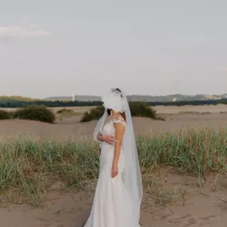 Suknia ślubna rybka syrenka + długi welon