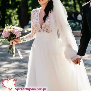 Suknia ślubna Tarik Ediz z koronkową górą