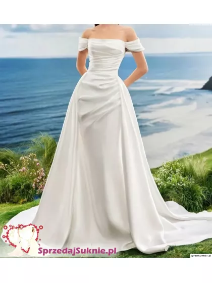 Suknia Ślubna tren satyna 