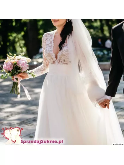 Suknia ślubna Tarik Ediz z koronkową górą