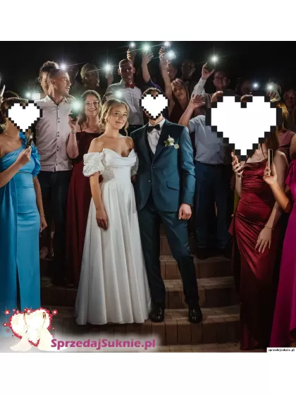 Elegancka suknia ślubna w kolorze diamond white 